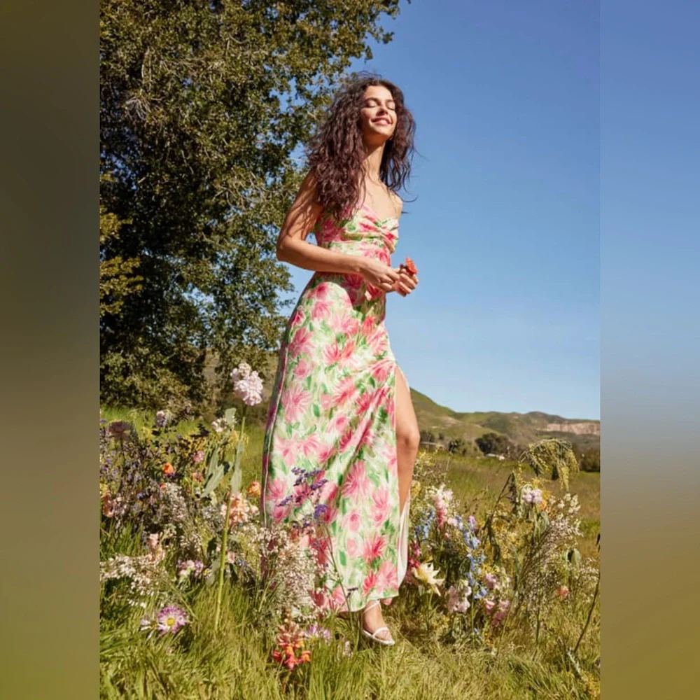 Lulus Ivory Floral Maxi Dress Large - Picture 5 of 6
